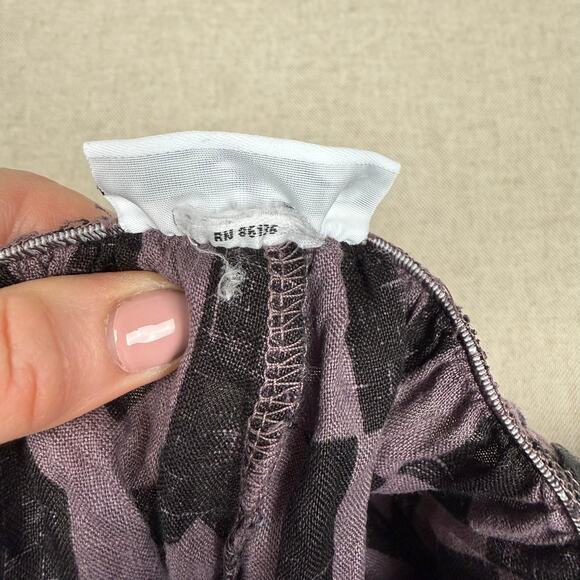 Bryn Walker Linen Geometric Cropped Wide Leg Culottes Elastic Waist - Picture 3 of 7